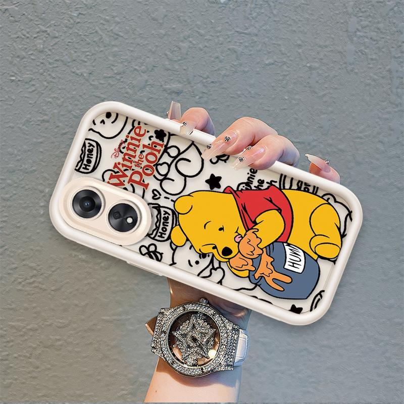 Ốp Lưng Cho OPPO A17 A17K A18 A38 A58 A60 4G Phim Hoạt Hình Silicon Mềm Đáng Yêu Ốp lưng TPU Winnie the Pooh Mắt Thiên Thần Chống Sốc Ốp Lưng