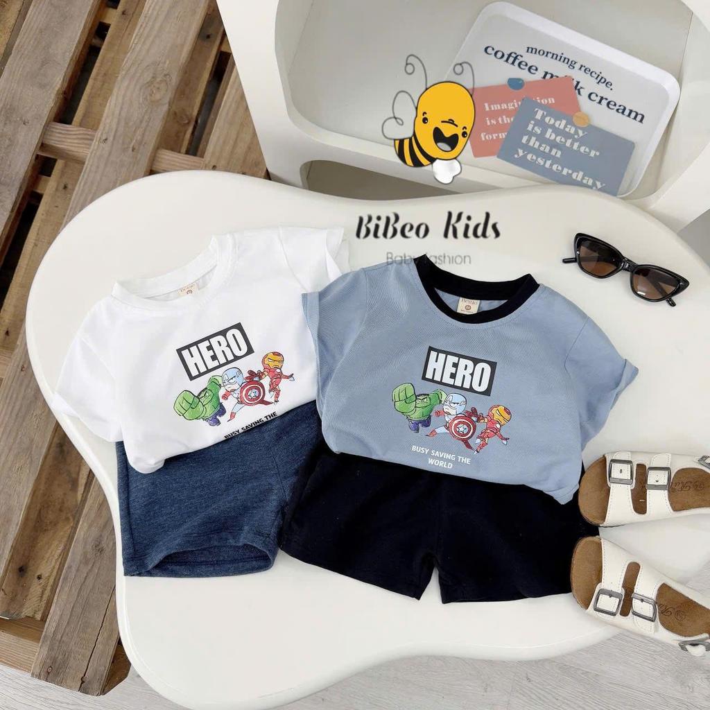 Bộ quần áo ngắn tay IN HÌNH HERO CHO BÉ TRAI, Quần áo chất COTTON mềm thoải mái cho bé