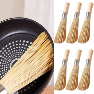 Bàn chải nồi tre mới 25cm Tay cầm bằng gỗ Bàn chải làm sạch nhà bếp