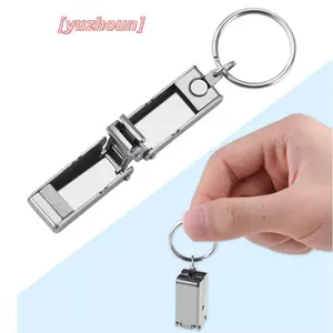 Kẹp móng tay gấp Mini bằng thép không gỉ có tay cầm vòng chìa khóa Kẹp móng tay quay Phụ kiện và dụng cụ kéo nhỏ
