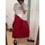 Kích thước lớn kiểu Pháp Retro Vermilion Độ đàn hồi lưng cao Ba chiều có độ đàn hồi bao gồm váy chữ a Split Bud