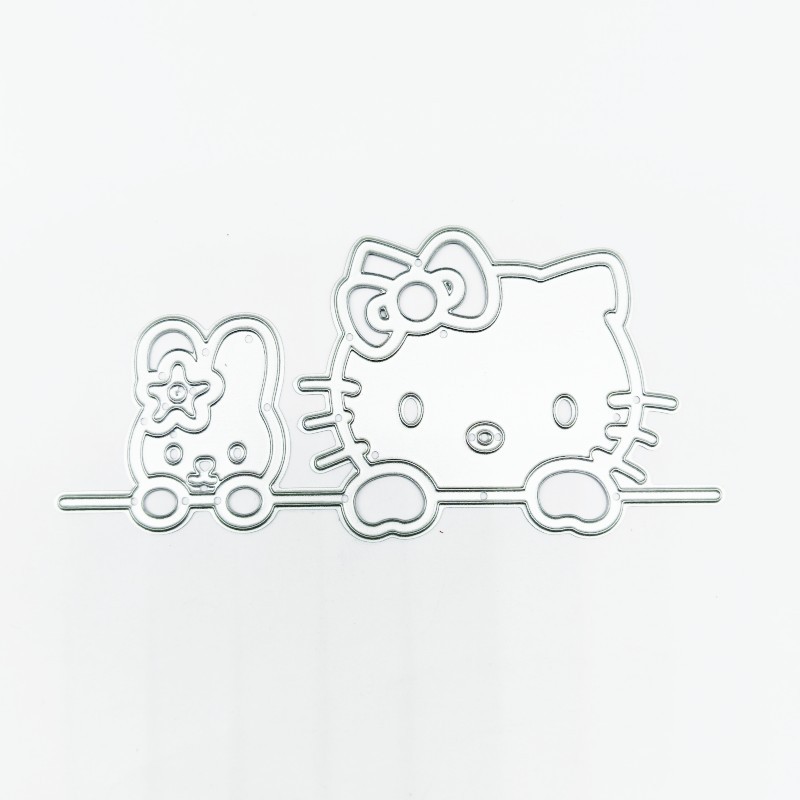 Hello Kitty Hoạt Hình Kim Loại Thép Carbon Cắt Khuôn DIY Vải Album Ảnh Thiệp Chúc Mừng Cắt Chết Giấy Thủ Công Sổ Lưu Niệm Dập Nổi Khắc Bản Mẫu