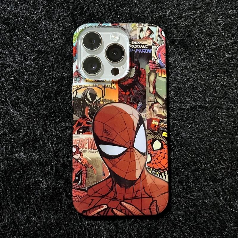 Ốp Điện Thoại Ins Style Spiderman QYJS Thích Hợp Cho IPhone 11 16 15 14 13 ProMax 17 AIR 12 PRO 7 8 PLUS XR XSMAX Vỏ Cứng Phim Bóng Cao Cấp