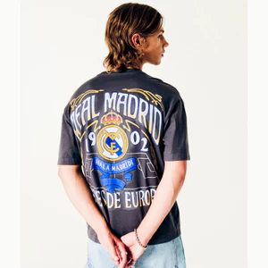 Hollister Nam Loose Top Câu Lạc Bộ Bóng Đá Cổ Điển Đen Thể Thao 100% Cotton Cao Cấp Áo Thun Nữ Tay Ngắn