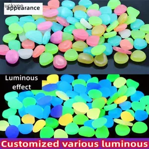 Luckyew 100 Cái / túi Màu Hỗn Hợp Đá Dạ Quang Ngoài Trời Phát Sáng Trong Bóng Tối Vườn Sỏi Bể Cá Trang Trí Sỏi Ros Trang Trí Bể Cá TQ