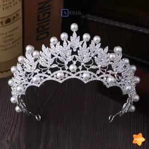2019 Thời Trang Mới Cưới Pha Lê Ngọc Trai Vương Miện Kim Cương Giả Tiara Cô Dâu Băng Đô Quấn Tóc Mới