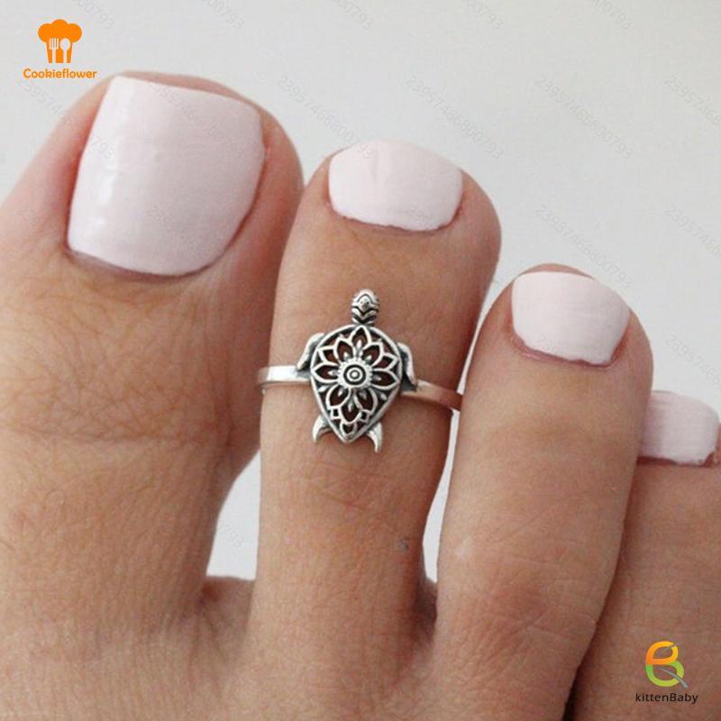 [Mèo con] Rùa Biển Có Thể Điều Chỉnh Mở Chân Nhẫn Dành Cho Nữ Boho Đi Biển Thời Trang Ngón Chân Mặc Trang Sức Phụ Kiện Mới