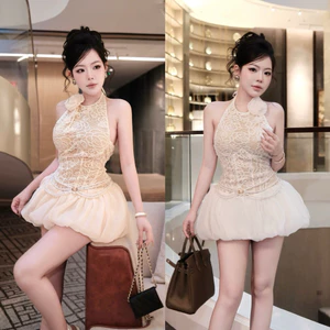 Đầm cổ yếm bèo dáng ngắn sang xỉu BYJOLIE HLy