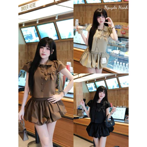 SÉT KAKI ÁO CROPTOP NÚT BỌC , CHÂN BÍ BYJOLIE