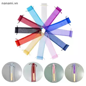 20 chiếc Túi đựng quạt cầm tay gấp Dây rút Túi Organza Quạt gấp Túi thơ cho tiệc cưới ngoài trời Túi quà tặng ủng hộ [VN]