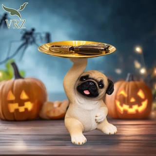 VRZ Sáng Tạo Pug Tượng Khay Bảo Quản Chó Dễ Thương Chìa Khóa Kẹo Sna Tấm Bảo Quản Động Vật Điêu Khắc Đồ Trang Trí Văn Phòng Để Bàn Trang Trí HOT