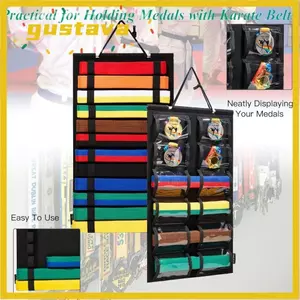 Đế trưng bày đai Taekwondo GUSTAVA, Đế trưng bày đai Karate di động nhẹ, Túi treo nỉ có thanh treo huy chương treo Túi lưu trữ
