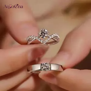 Nhẫn kim cương AqToCna Moissanite, Kim cương giả nữ nhẹ sang trọng, Nhẫn tinh tế cao cấp Niche AqToCna