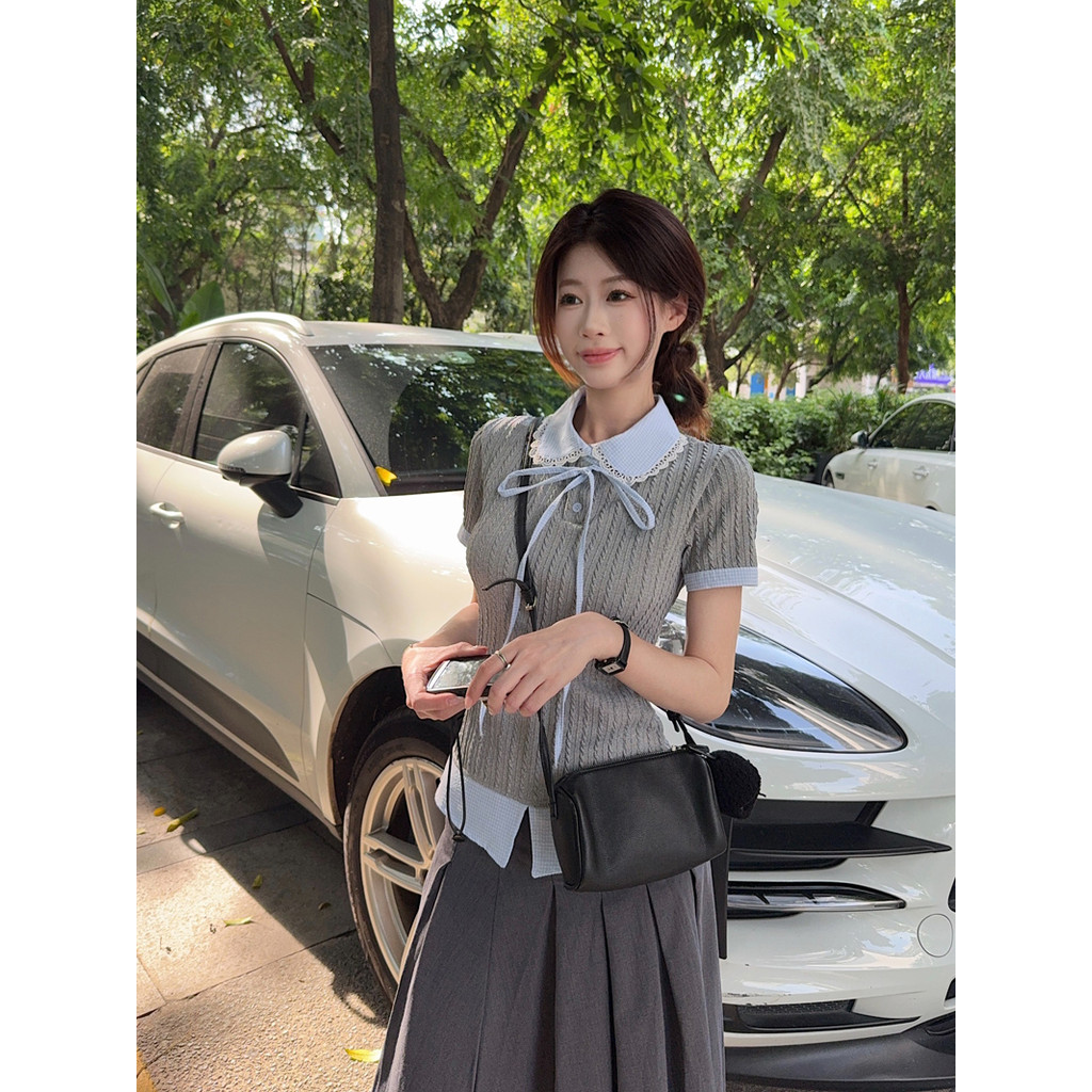 SUXI Áo thun ngắn tay giản dị phong cách Preppy mới dành cho nữ mùa hè 260520