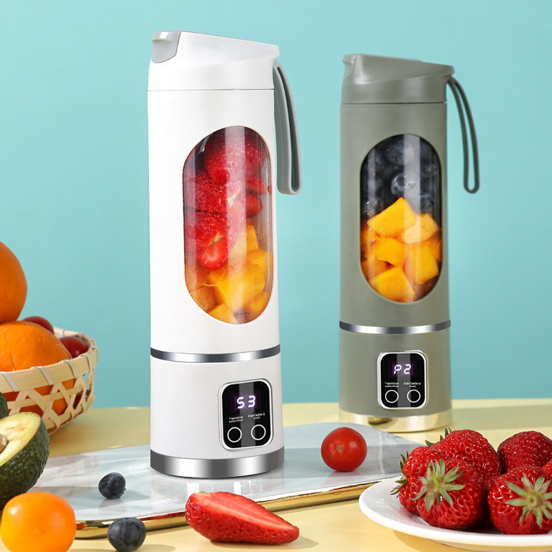 máy xay sinh tố cầm tay 10 lưỡi dao thép không gỉ dung tích 450ml sạc USB dễ mang theo đi học đi làm
