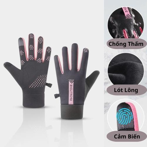 Găng Tay Nữ-Găng Tay Lót Nỉ Lông Ấm Áp Và Chống Thấm Nước Có Cảm Ứng
