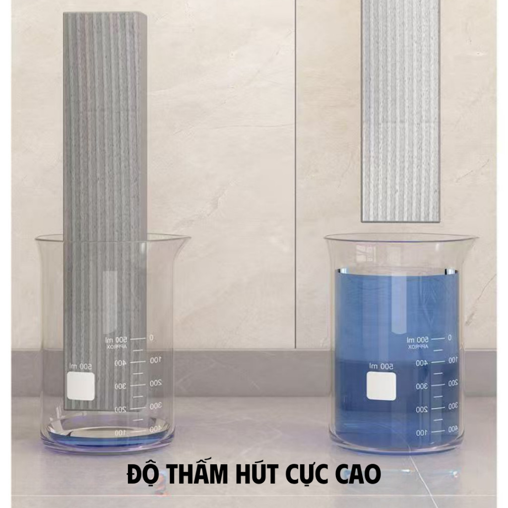Cây Lau Bếp Mini Thông Minh Tự Vắt, Bọt Biển Siêu Thấm Mềm Mại, Cán Vuông Chống Trượt Tiện Dụng, Lau Khô Nhanh