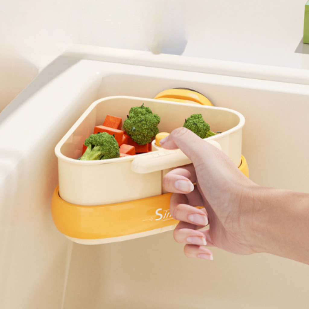 Giỏ Lọc Rác Góc Bồn Rửa Chén Bát Hình Tam Giác Hút Chân Không Tiên Ích