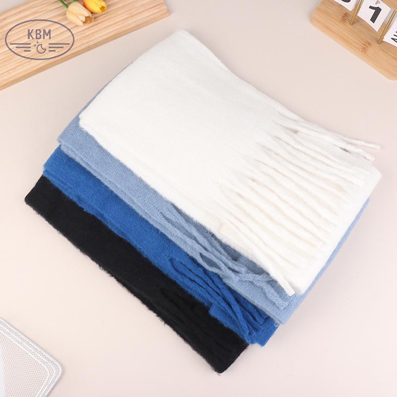 Khăn Choàng Mohair Len Dày, Màu Trơn Ấm, Phù Hợp Thời Trang Thu Đông FSSG