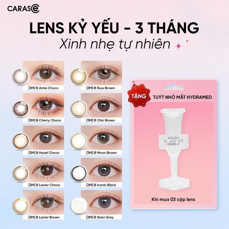[1 chiếc] BST Kính áp tròng khoá ẩm 8H 3 Tháng Nhiều Màu CARASE, Lens cận cực hot trend