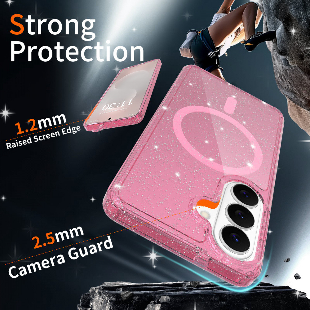Ốp Điện Thoại Từ Tính Lấp Lánh Bán Trong Suốt Cho Samsung Galaxy S26 S25 FE Ultra Plus Chống Trầy Xước Chống Rơi Chống Vàng Thời Trang Đơn Giản