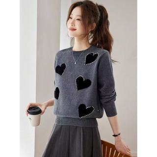 Dệt Kim Dài Tay Nữ Thu Đông Áo Len Đỏ Chui Đầu Đi Làm ~