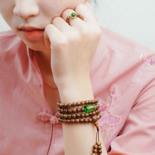 Combo Vòng 108 hạt Omani + Nhẫn theo mệnh (Cùng màu) Trầm Hương Yên Lộc Bàn Tay Phụ Kiện Voi