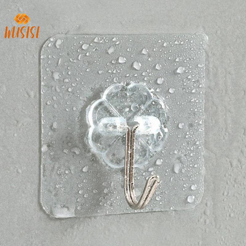 [WUSISI] 10 Móc treo tự dính chắc chắn bằng thép không gỉ trong suốt Móc treo chìa khóa cho nhà bếp Phòng tắm Tường cửa đa chức năng MỚI