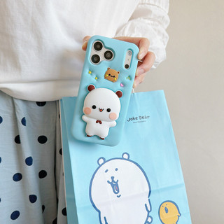 Dành Cho iPhone 17 Pro Max 16 Pro Max 16 15 14 Plus 12 13 14 15 Pro Max Phim Hoạt Hình Vui Nhộn Gấu Nagano Kính Thiên Văn Giá Đỡ Ốp Lưng Silicon Mềm Giá Đỡ
