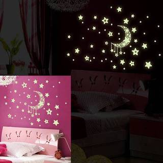 ELBBKG ngôi sao trăng phát sáng trong bóng tối trần phát sáng tầng tường phòng ngủ trẻ em decal mới