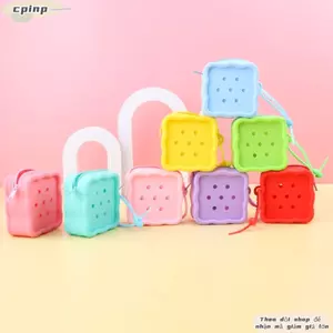 Ví đựng tiền xu CPINCP, Hộp đựng thẻ khóa kéo lỗ, Ví Mini silicon mềm dành cho nữ