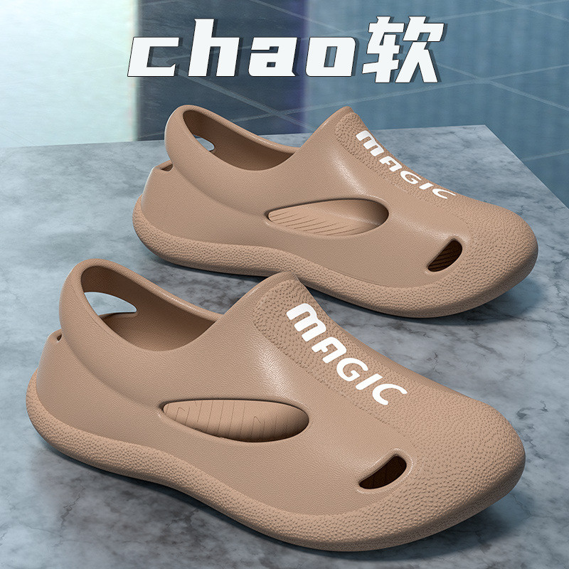 Giày Lỗ Nam Nữ Thoáng Khí Baotou Phiên Bản Hàn Quốc Cặp Đôi Chống Trơn Trượt Đầu Bếp EVA Thể Thao Chạy Bộ Dép MHEE