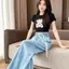 Tencel Jeans Nữ Mùa hè 2026 Phong cách mỏng eo cao Drap dáng rộng Lười Cảm giác dáng rộng Quần ống rộng nhỏ