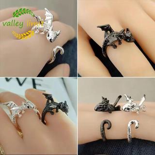 VALLEY LIMIT Nhẫn Rồng Bay, Nhẫn Mở Rồng Cá Tính Tối Cổ Điển, Kim Loại Thời Trang Punk Retro Màu Bạc Động Vật Nhẫn Nữ Nam