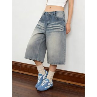Quần short denim nam ESEA thương hiệu thời trang Mỹ đường phố cao cấp phong cách trung tính chất lượng cao