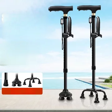 Gậy chống cho người già, gậy chống trượt bốn chân, gậy y tế, gậy có tay vịn cho người cao tuổi, dụng cụ hỗ trợ đi bộ nhẹ