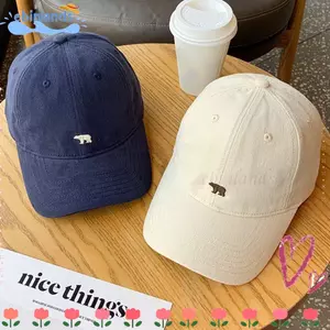 Mũ Snapback EBINLANDS Hip Hop, Mũ Bóng Chày Cotton Màu Trơn, Vành Rộng Thêu Gấu Bắc Cực Mũ Chống Nắng Nữ Và Nam
