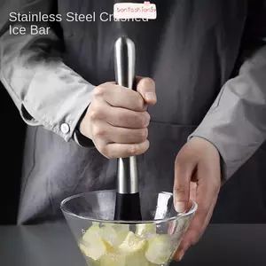 ITRUMPET Ice Cocktail Nghiền nát, Cocktail Popsicle Thép không gỉ Lemon Hammer Press, Thanh bền Dụng cụ Mash Juice Stick Ice Hammer để uống trái cây DIY
