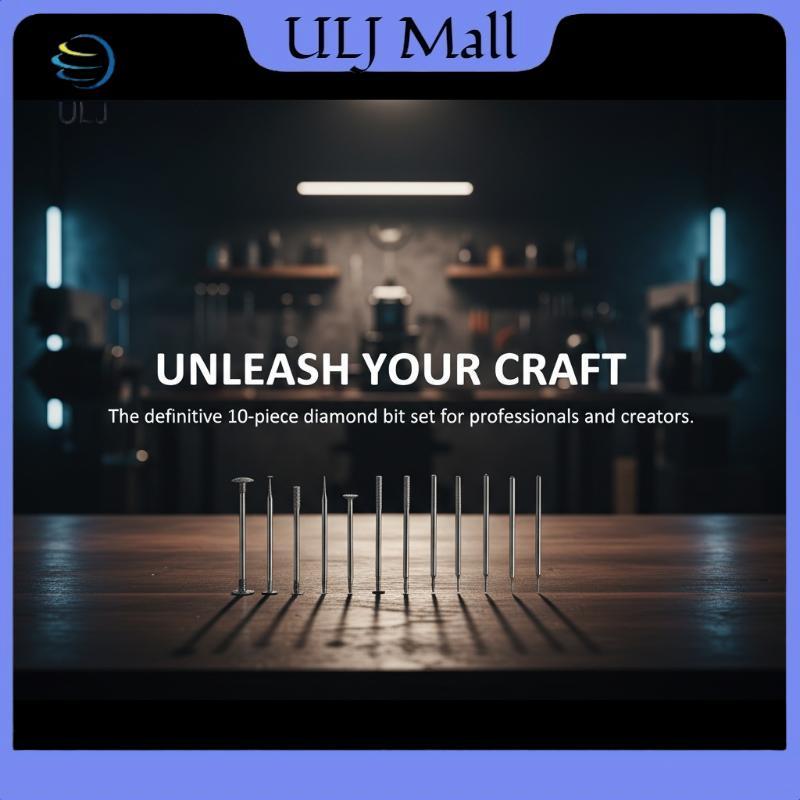 ULJ 10 CÁI Bộ mũi mài siêu mỏng Đầu chữ T Chân gắn điểm cho dụng cụ quay Phụ kiện khắc thủy tinh bằng đá.