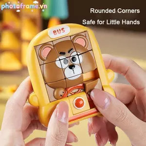 Photoframe 3D Animal Sliding Blo Puzzle, Đồ chơi mê cung Montessori giáo dục để huấn luyện Logic với các nhân vật thú cưng dễ thương VN