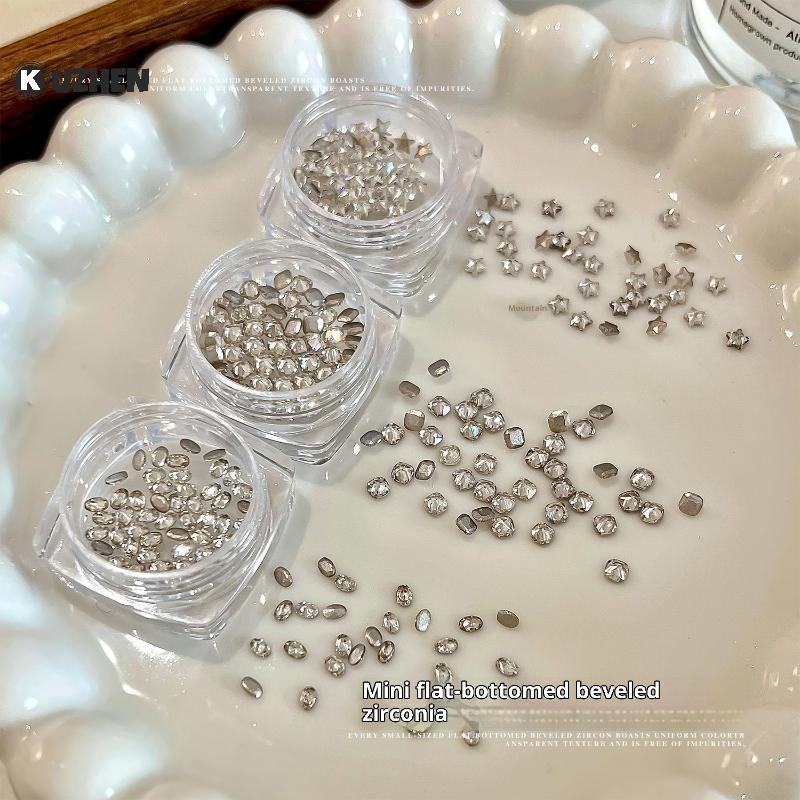 KUZHEN Hỗn Hợp Zircon Móng Tay Kim Cương Giả Sáng Bóng, Đá Quý Thủy Tinh Trang Trí Quyến Rũ DIY Làm Móng Tay Nghệ Thuật HOT
