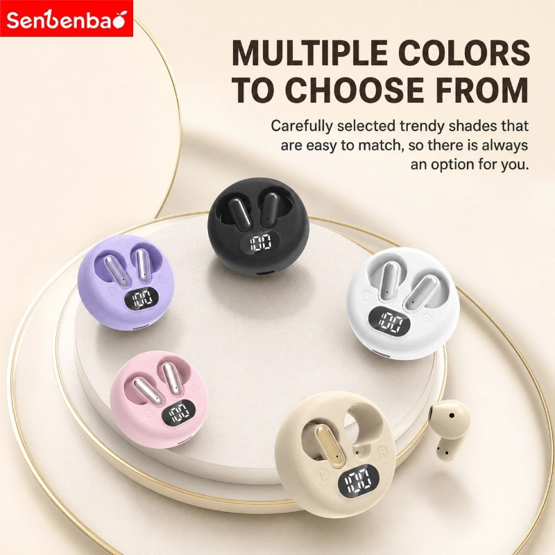 Senbenbao Mới Nhất X19 Tai Nghe Thân Ngắn Âm Thanh HiFi ENC Khử Tiếng Ồn Màn Hình Nguồn LED IPX5 Mạ Điện Chống Bắn