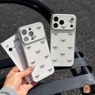 Dành Cho Vivo V70 Elite FE V60 V60E V50 V50E V40 V30 V29 V29E V27 V27E V25 V25E V23 V23E Pro Ốp Lưng Điện Thoại Nơ Màu Đen Đơn Giản Thắt Nơ Màu Trắng Lớn Cửa Sổ Vỏ Da PU