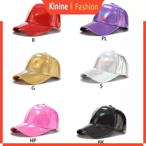 KIN Mũ Bóng Chày Unisex Thể Thao Cầu Vồng Phản Quang Sáng Bóng Kim Loại Giả Da Có Thể Điều Chỉnh Bố Nón Dành Cho Nam Nữ