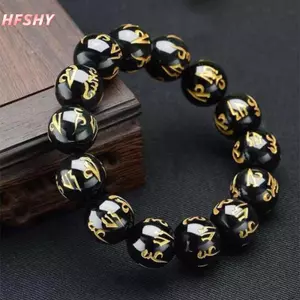 HFSHY Phật Giáo Tây Tạng Sáu Từ Mantra Vòng Tay Nam Nữ Bla Obsidian Bùa Hộ Mệnh Luy Lắc Tay Trang Sức Có Hộp Quà VN