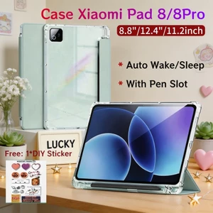Ốp lưng Xiaomi Pad 8 / 8Pro 11.2 inch có khe cắm bút Vỏ bảo vệ tự động đánh thức Xiaomi POCO Pad X1 11.2 inch có mặt sau trong suốt MiPad 7 Pro / MiPad 6 Pro 11inch