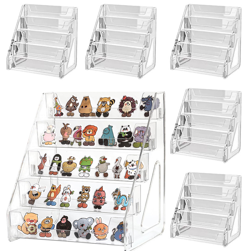 Mới 3 / 5 Tầng Acrylic Bước Hiển Thị Giá Để Bàn Trong Suốt Hộp Bảo Quản Cho Huy Hiệu Standee Anime Ngoại Vi