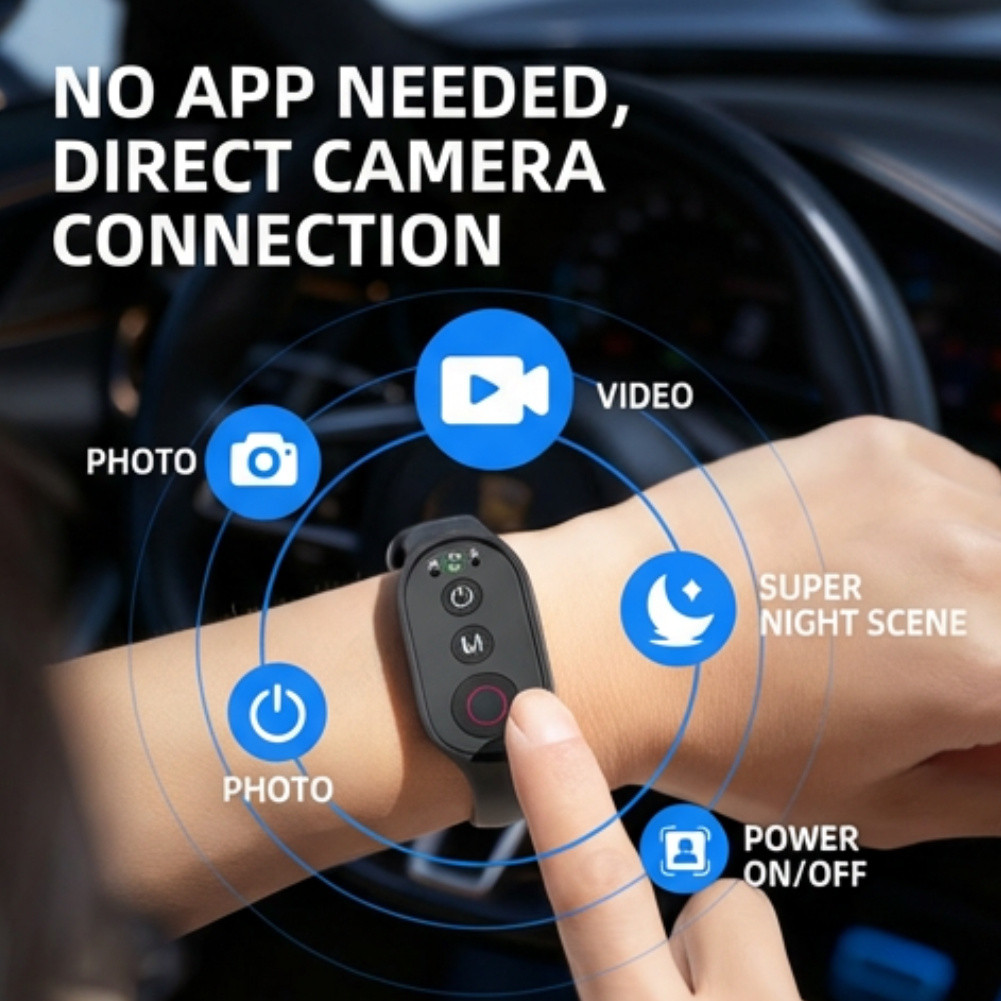 Vòng đeo tay điều khiển từ xa Bluetooth không dây có thể sạc lại INOVAGEN cho máy ảnh và điện thoại hành động, phạm vi 50m, dây đeo cổ tay, tương thích rộng rãi
