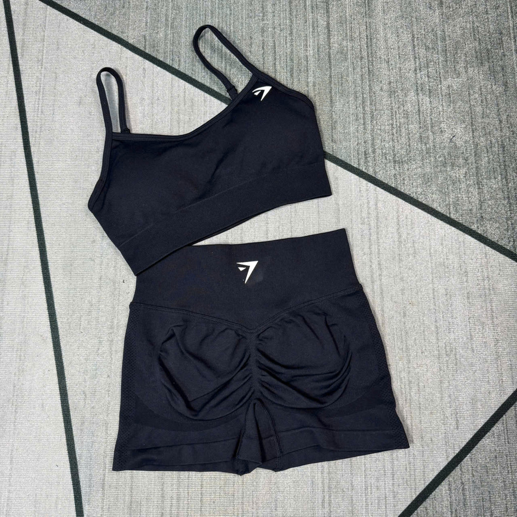 Bộ Quần Áo Tập Gym,Yoga Quần Đùi Cạp Cao Mix Áo Lưng U Cao Cấp,Chât Dệt Kim 10% Elest Tôn From Tôn Dáng GB326
