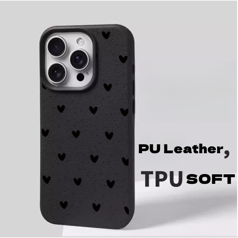 Ốp Lưng Cho OPPO A3 A5 A6 PRO A2 A3X A5X A40 A94 A74 RENO 11F 12F 14 PRO 7 10 6 5 Lite 5F Da PU Trái Tim Tình Yêu Mềm Mờ Cover